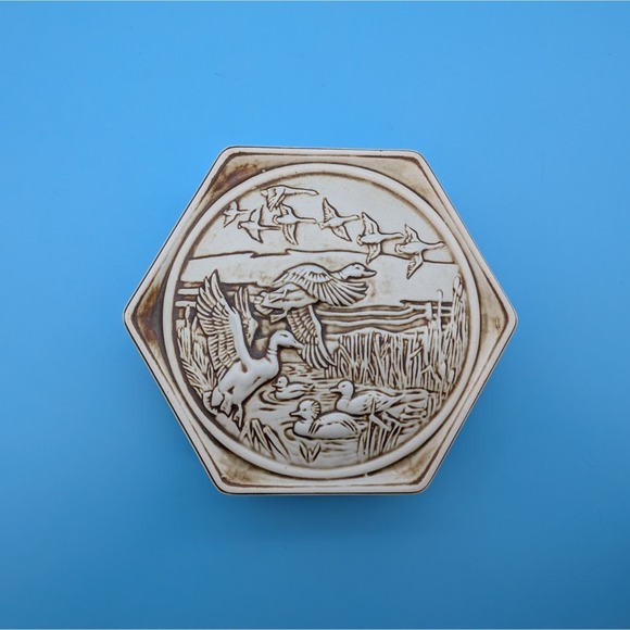 Avon Other - Vintage Avon 1980 Hexagonal Mallard Duck Ceramic Trinket Dish Ceramarte Brazil